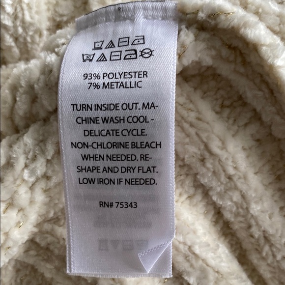 Cynthia Rowley Cream Crew Neck Sweater with accented with Gold Metallic - Picture 8 of 8